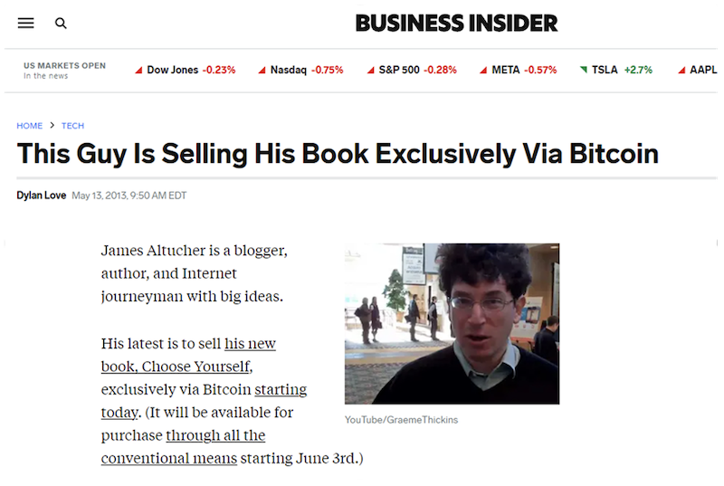 headline: This Guy Is Selling His Book Exclusively Via Bitcoin