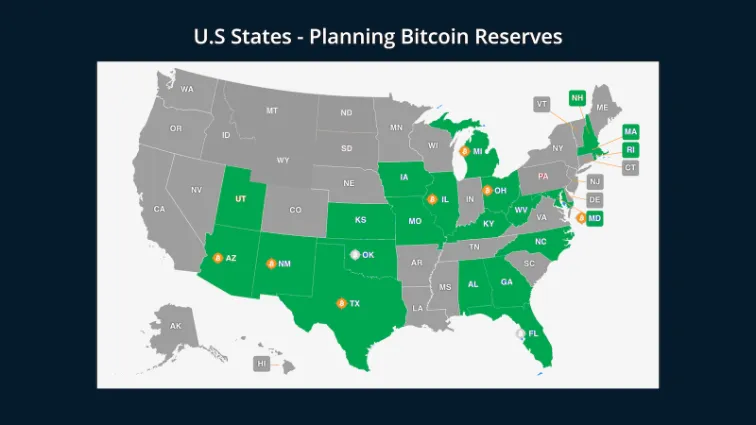 chart: US states planning Bitcoin reserves