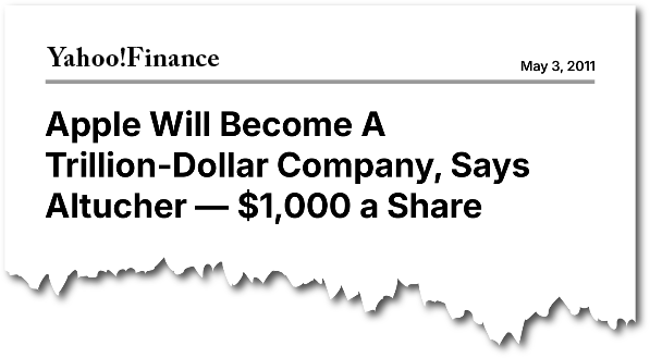 Yahoo Finance: “Apple will become a trillion dollar company, says Altucher - $1,000 a share”