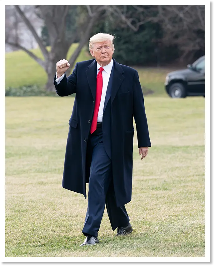 trump with raised fist