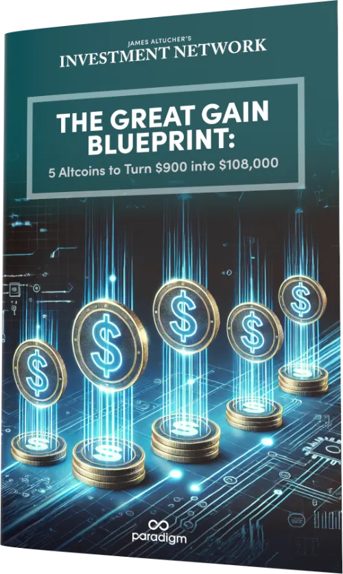 report cover: The Great Gain Blueprint: 5 Altcoins to Turn $900 into $108,000