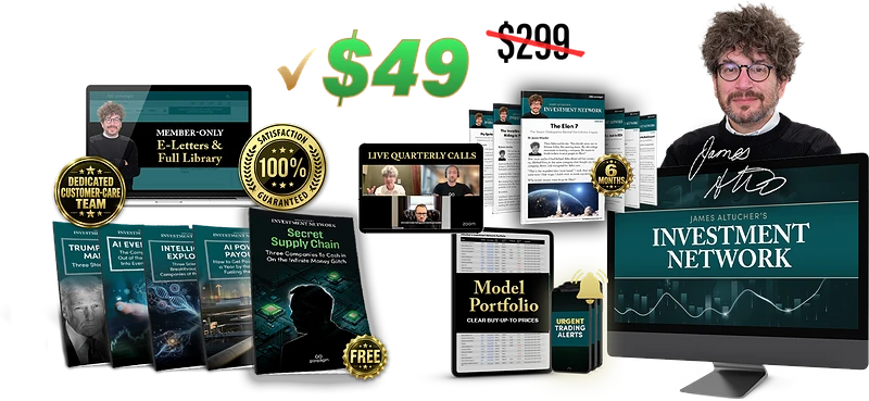 Everything you get when you join Altucher’s Investment Network today: five free reports, model portfolio, urgent trading alerts, live quarterly calls, member-only e-letters and full library, dedicated customer-care team, backed by a 100% satisfaction guarantee