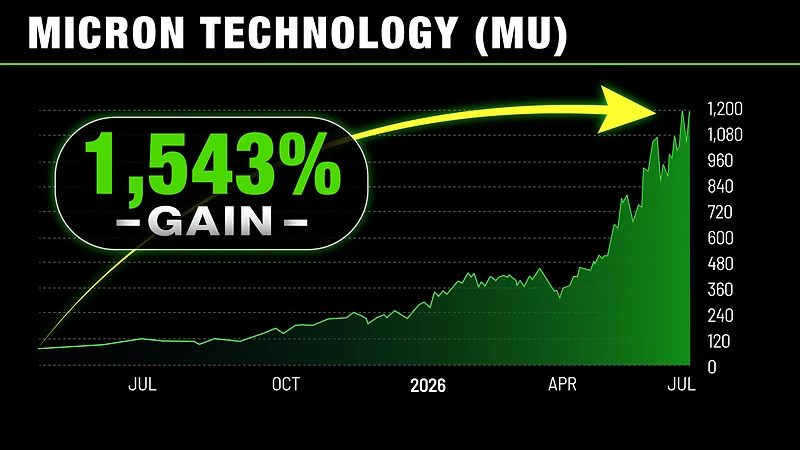 micron stock up 1,543% over the last year