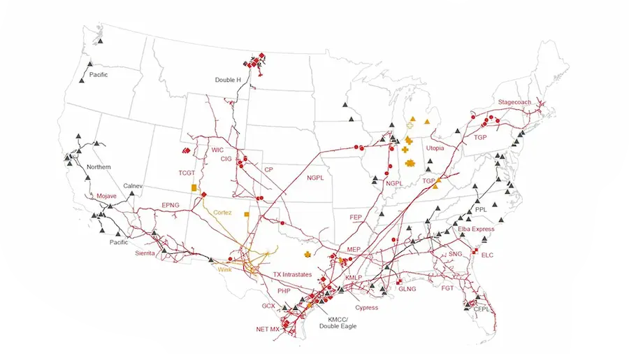 pipe line map, contiguous united states