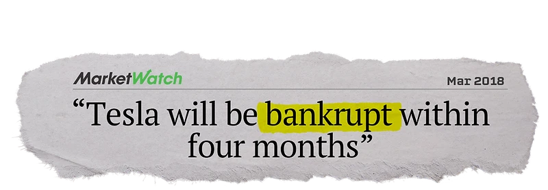 “Tesla will be bankrupt within four months” - MarketWatch