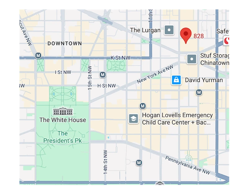 map of facility mile from White House