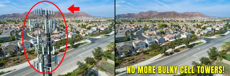 cell tower in neighborhood before and after