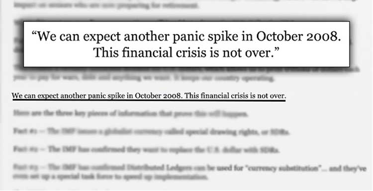 We can expect another panic spike on October 2008. This financial crisis is not over.