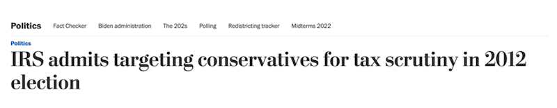 IRS admits targeting conservatives for tax scrutiny in 2012 election
