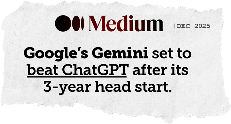 news: Google's Gemini set to beat ChatGPT after its
3-year head start. - Medium