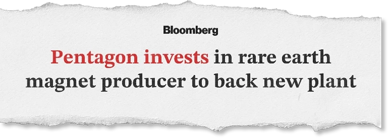 Bloomberg: Pentagon invests in rare earth magnet producer to back new plant