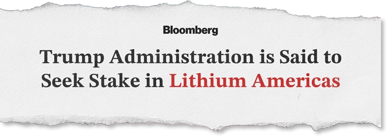 Bloomberg: Trump administration is said to seek stake in Lithium Americans