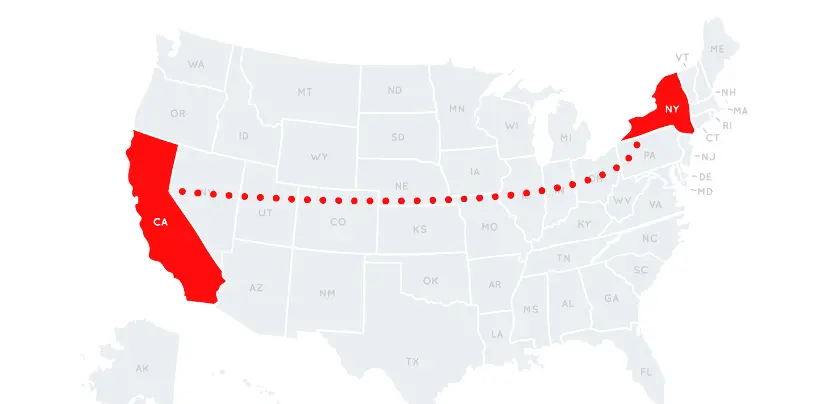 New York to Los Angeles