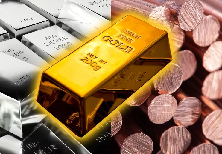Gold silver copper