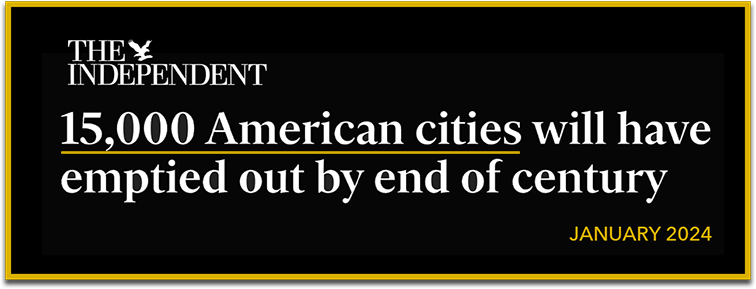 Independent headline: 15,000 American cities will have emptied out by end of century