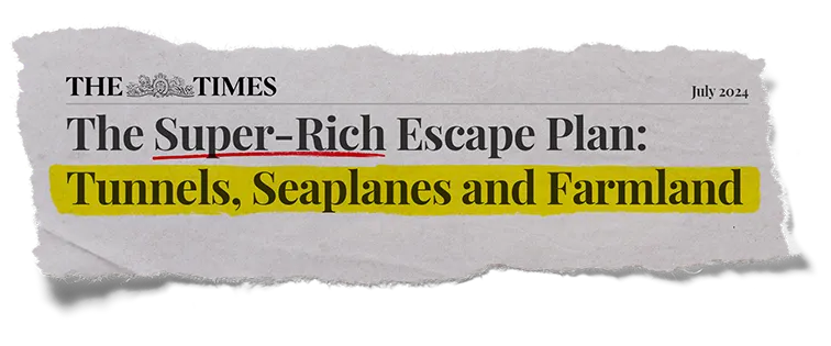 THE TIMES: The Super-Rich Escape Plan:
Tunnels, Seaplanes and Farmland
