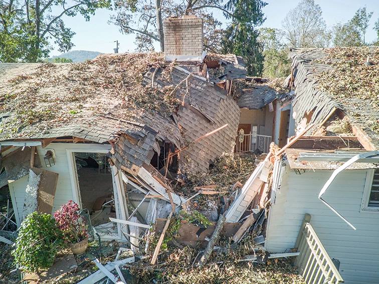 Destroyed house from hurricane damage