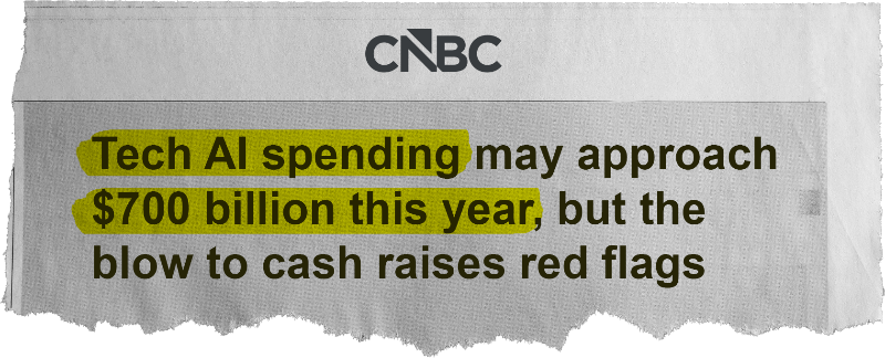 Tech Al spending may approach $700 billion this year, but the blow to cash raises red flags - CNBC