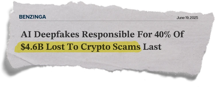 Headline: AI Deepfakes Responsible For 40% Of $4.6B Lost To Crypto Scams Last