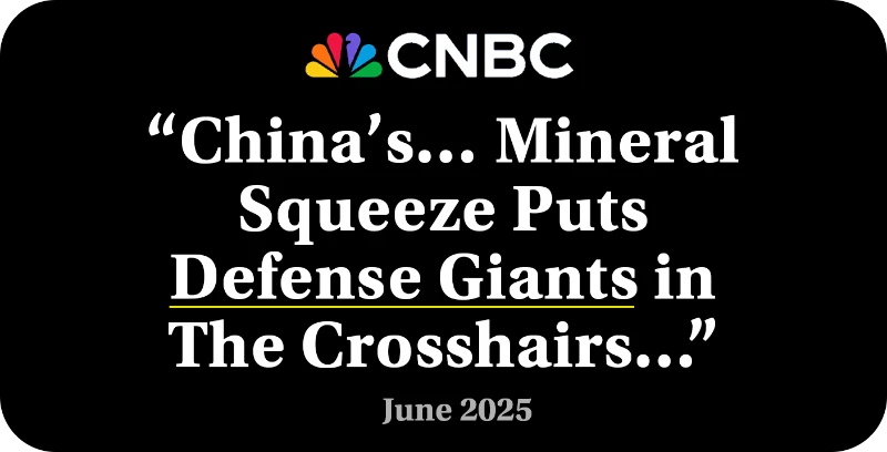 “China’s… mineral squeeze puts defense giants in the crosshairs…”