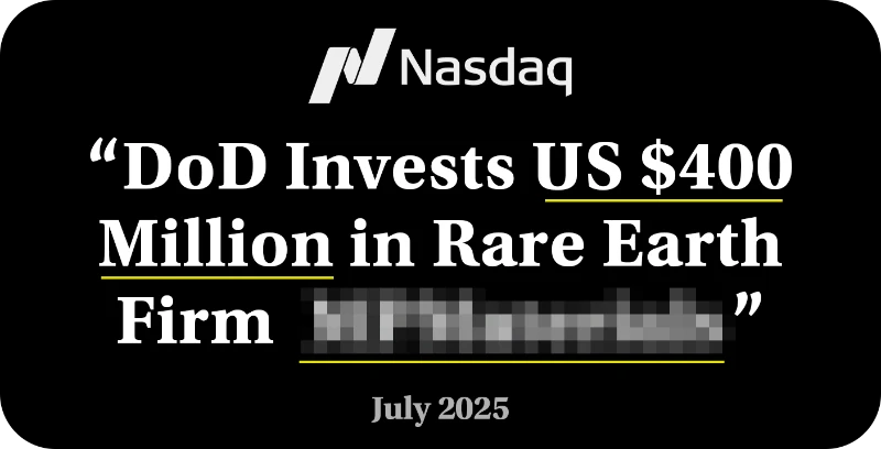DoD invests $400 Million in Rare Earth Firm
