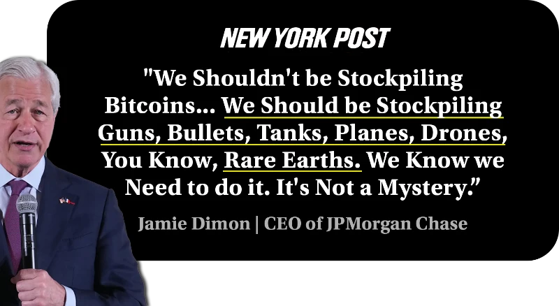 We shouldn’t be stockpiling bitcoins... we should be stockpiling guns, bullets, tanks, planes, drones, you know, rare earths. We know we need to do it. It’s not a mystery.