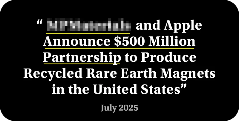 And Apple Announce $500 Million Partnership to Produce Recycled Rare Earth Magnets in the United States