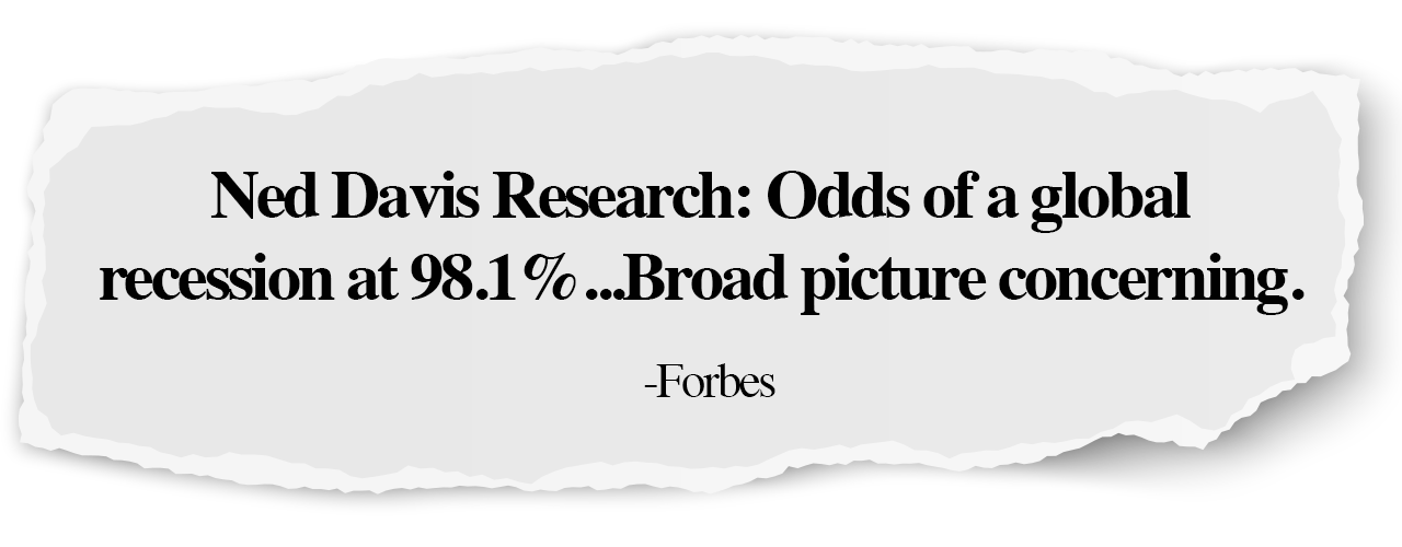 Ned Davis Research: Odds of a global recession at 98.1%...Broad picture concerning. - Forbes