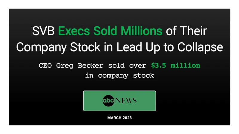 ABC News: SVB Execs Sold Millions of Their Company Stock in Lead Up to Collapse