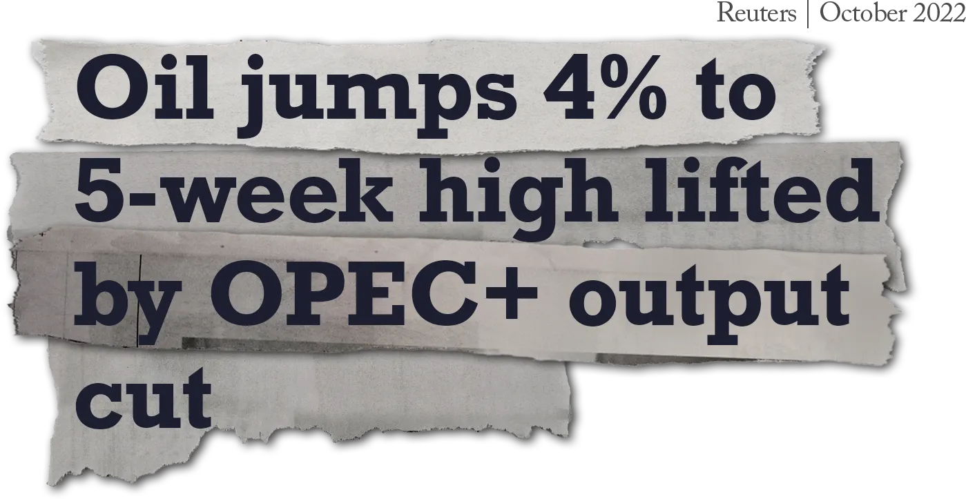 Oil jumps 4% to 5-week high lifted by OPEC+ output cut